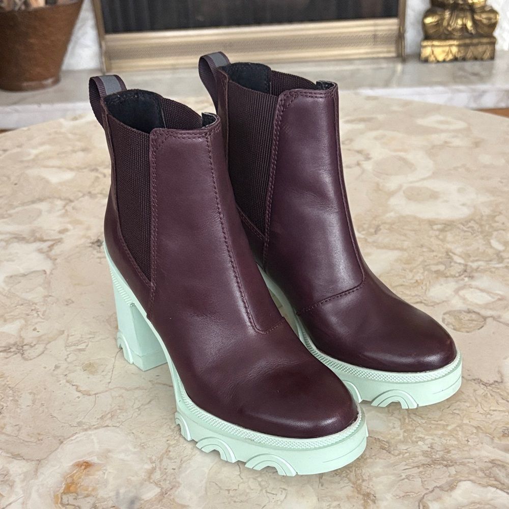 Sorel Brex Block Heel Waterproof Leather Chelsea Chunky Boots